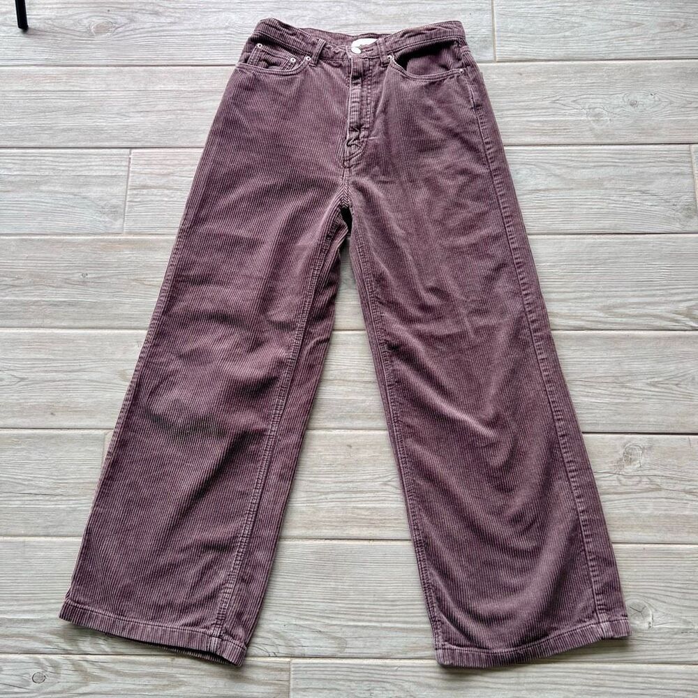 BDG Womens Brown Cotton Five Pocket High Rise Wide Leg Corduroy Pants Size 28